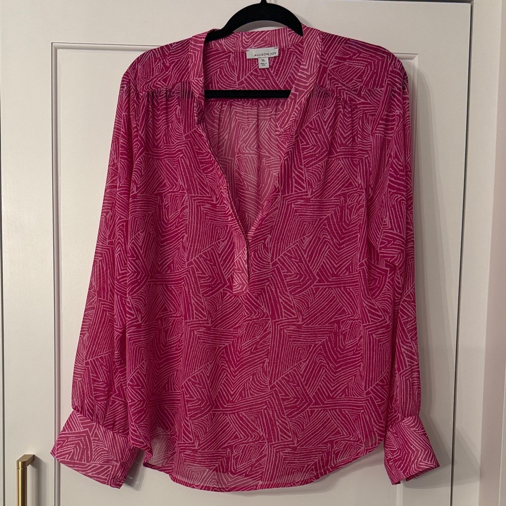 Allison Joy Fuchsia Geometric Blouse